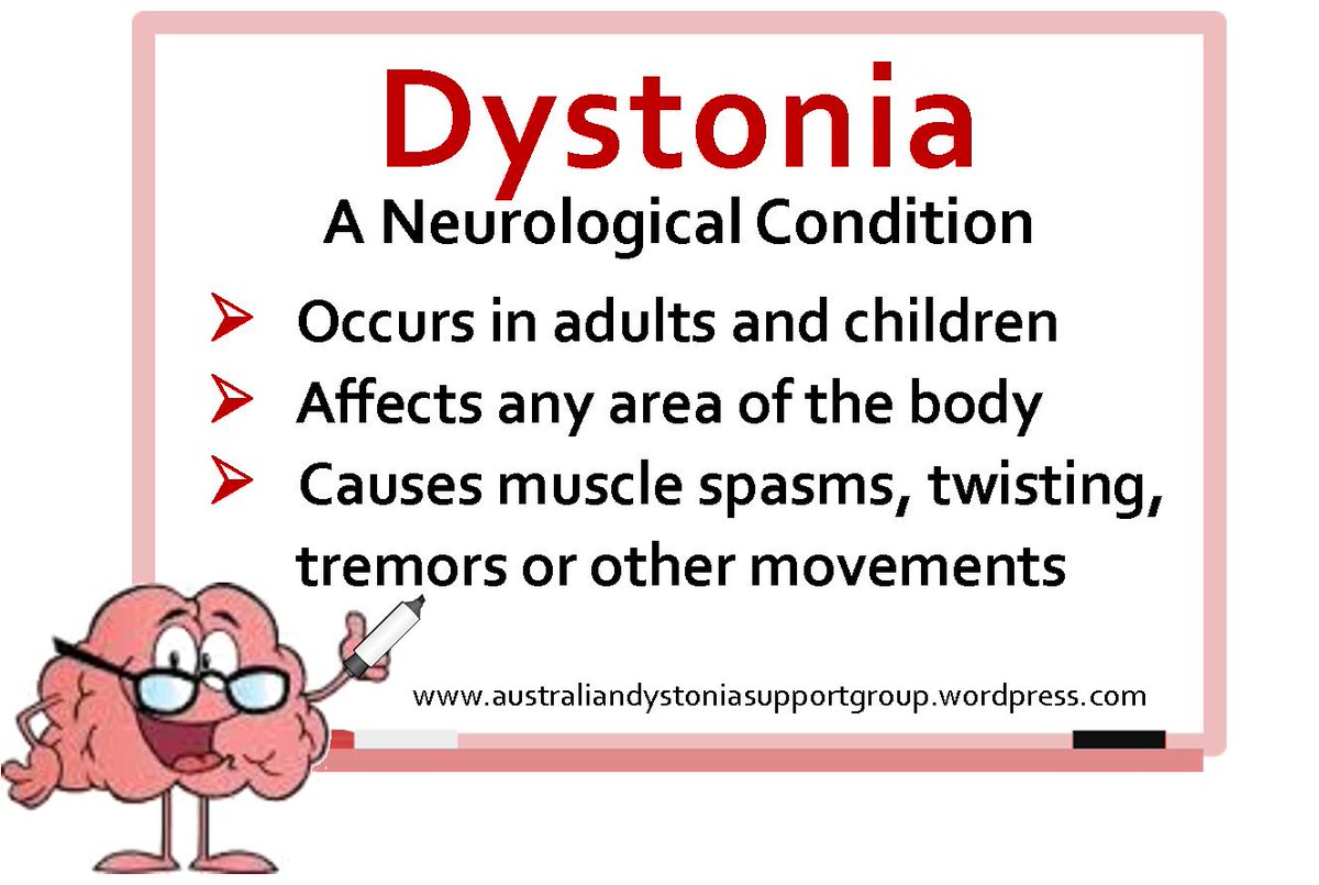 AusDystoniaSG's tweet image. What is #Dystonia? More info: wp.me/P57Axa-1K
#Neurologicalmovementdisorder