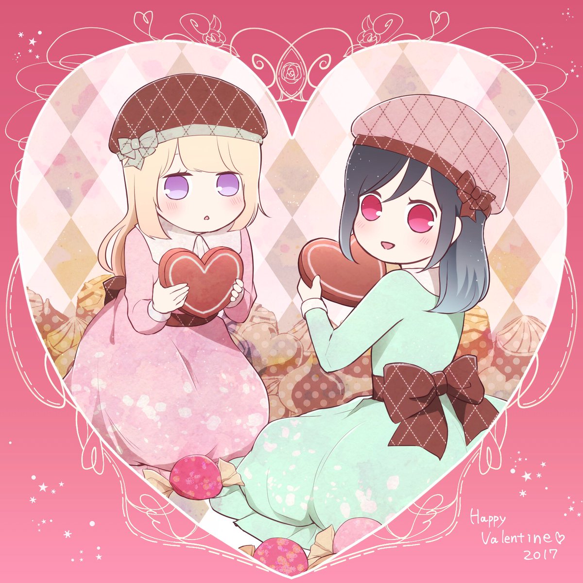 「一日遅れだけどハッピーバレンタイン〜(;▽;)♥ 」|はるしおんのイラスト