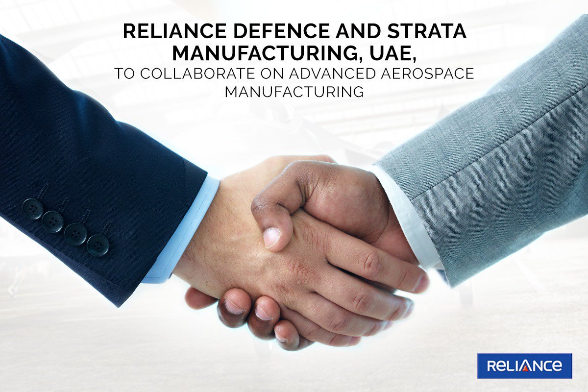 reliancegroup's tweet photo. #RelianceDEF and STRATA, UAE, to collaborate on advanced Aerospace Manufacturing. #RelianceDefStrataMoU https://t.co/RKDwl8RfAg