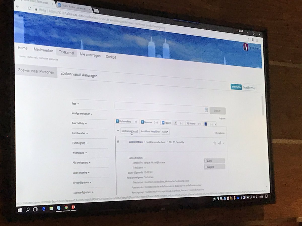 lisannespruijt's tweet image. Gave presentatie van @Vionq ! Geweldige koppeling #AFAS + #textkernel zoektechnologie voor het recruitment proces. Vloeiend detacheren dus!