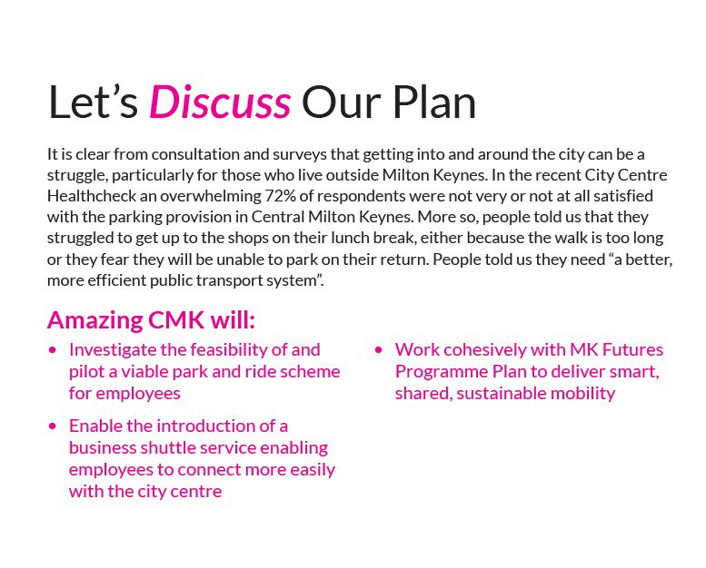 miltonkeynesccm's tweet photo. The third #AmazingCMK BID theme is #MobileCity. Yes, that means parking and movement around CMK! Vote YES and we'll deliver... https://t.co/tQCyu8q5JQ