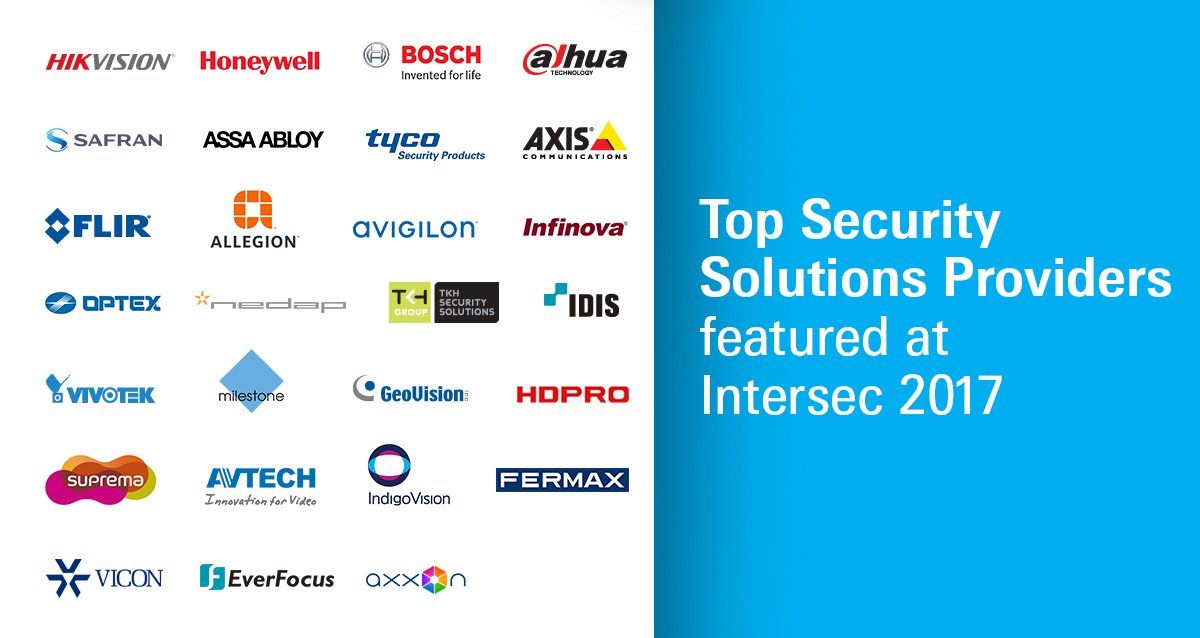intersecglobal's tweet photo. #Intersec2017 featured 17 of the world’s top 20 #securitysolutions providers. Did you get to meet them at the show? https://t.co/oVYLH7IDbY https://t.co/lX29jXEURp