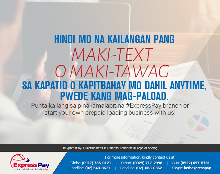 ExpressPayBCEBF's tweet image. Punta na sa #ExpressPay! expresspay.com.ph #ExpressPayPH #eBusiness #BusinessFranchise #PrepaidLoading