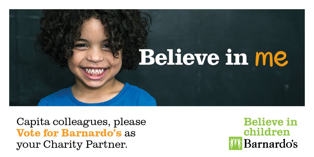 barnardos's tweet photo. We're so excited for the opportunity to be Capita's next Charity Partner - if you work for @CapitaPlc and believe in children, vote for us! https://t.co/AA7wylKpwQ