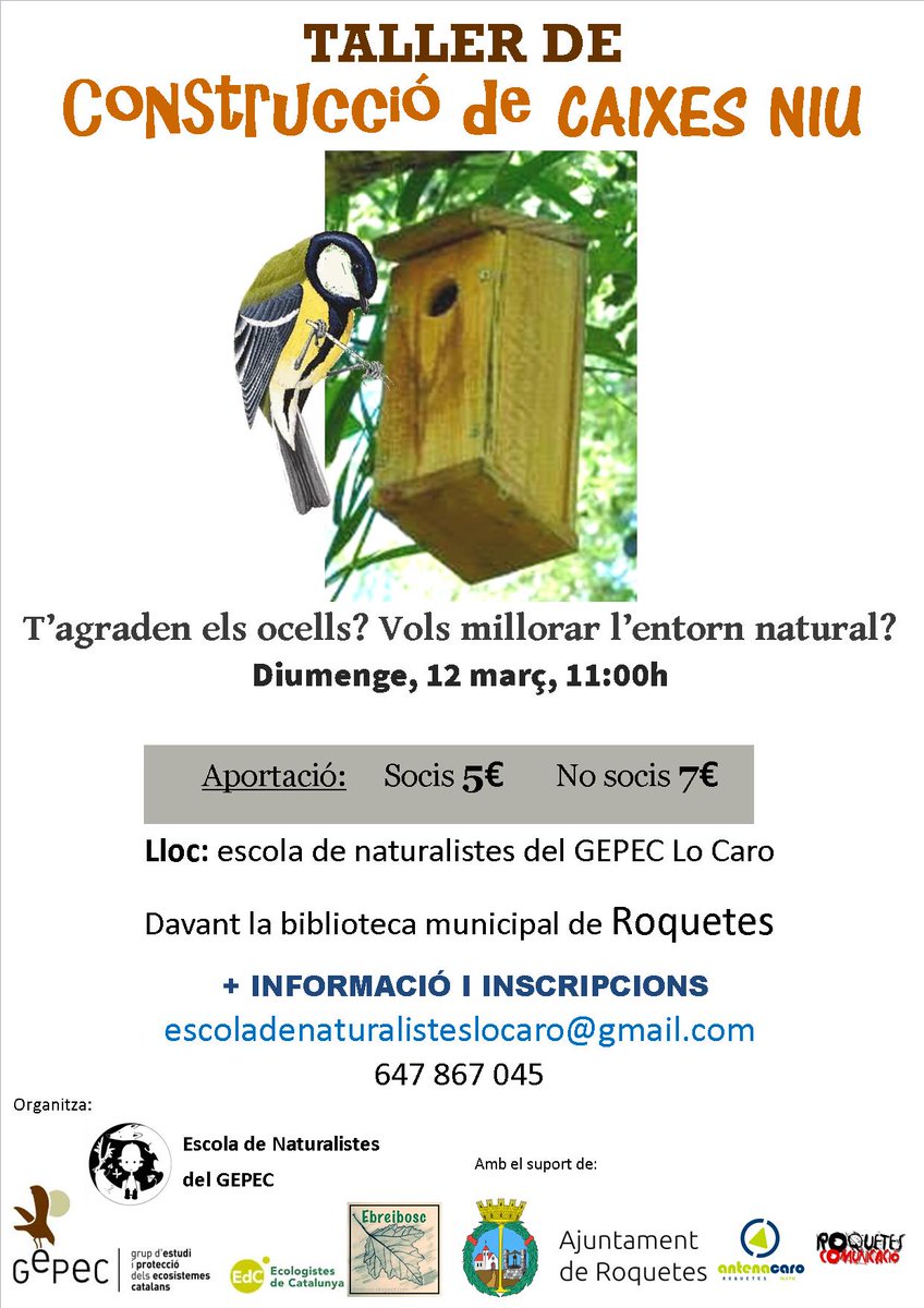 natusGEPEC's tweet photo. Nova activitat a @gepecedc 
Apunt'at al proper taller de fer caixes niu amb @ebreibosc Apte per a famílies. @natusGEPEC #roquetes https://t.co/5tvAu5mpOd
