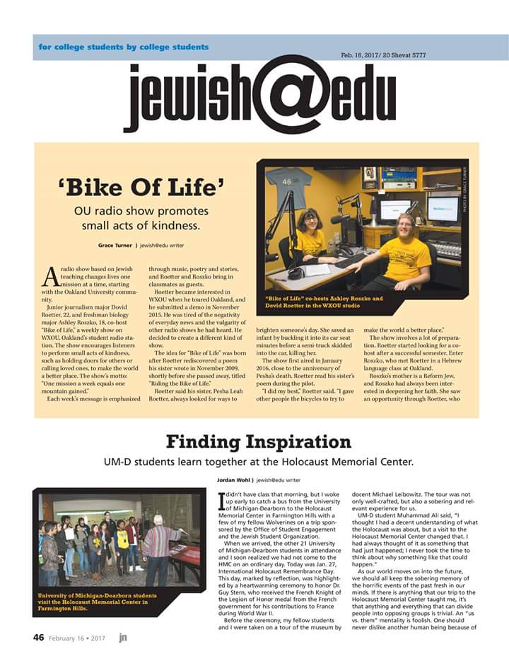 BikeOfLife's tweet photo. Bike Of Life @wxou  has been featured in this week's @JewishNewsDet ! Check out page 46 to read the amazing article written by Grace Turner! https://t.co/GLtBB6uOwn