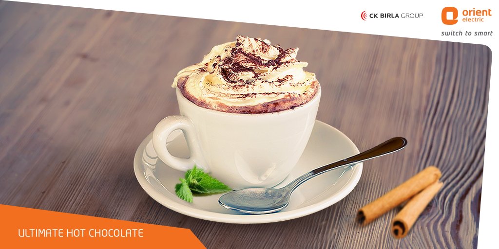 orient_electric's tweet photo. Heat some milk, add some cinnamon & vanilla. Stir it, then give it a blast of melted #chocolate & your beverage is ready. #SmartLifeHacks https://t.co/0FYmS1lpxD