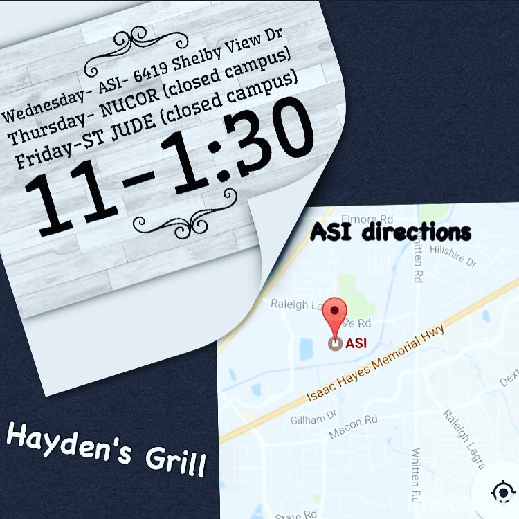 Remember text order 901.828.4664
Off shelby view dr 
11-1:30