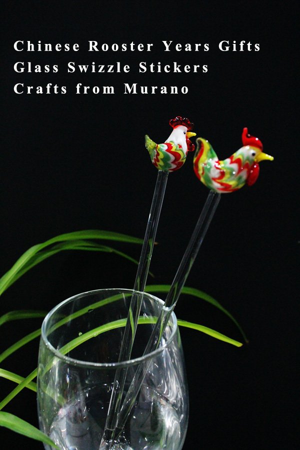 TFormia's tweet image. Handmade Glass Wine Swizzle Sticks🌺💐,The colorful cockerel is setting upright the cockscomb ablaze with anger fan wing😀😀