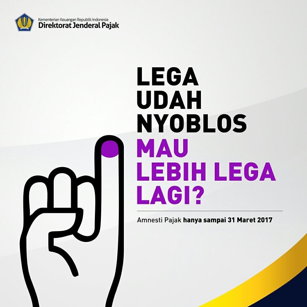 amnestipajak's tweet photo. Mau lebih lega lagi? #PilkadaSerentak2017 #amnestipajak https://t.co/AKfzj9FuzN