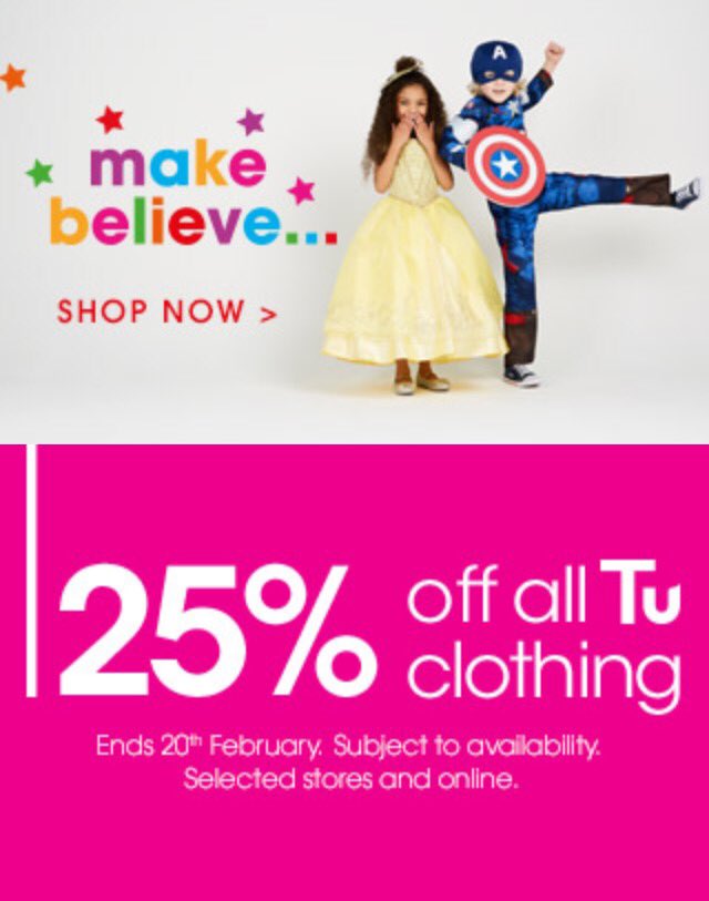 ElenacurtisN's tweet photo. It's half term, treat the kids 25% off clothing, actually treat yourself as well, you can also click and collect #sainsburyscraigavon https://t.co/JzS4ZNm5K3