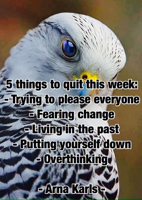 5 things to quit this week:  - Trying to please everyone - Fearing change - Living in the past - Putting
