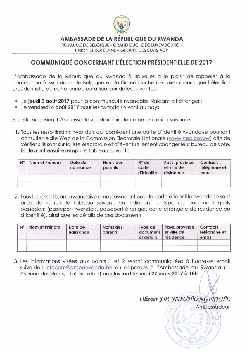 Amb Olivier Nduhungirehe On Twitter Communiqué De L