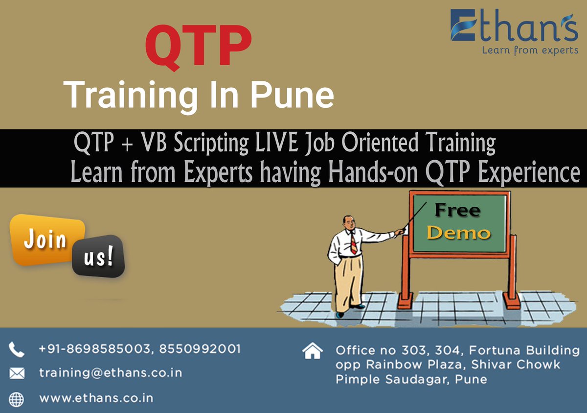 TechEthans's tweet photo. Ethans Tech provide hands on QTP Training in Pune with years of experienced professionals.
#learnqtp #qtptraining #ethanstechpune https://t.co/JJg69WNtl3