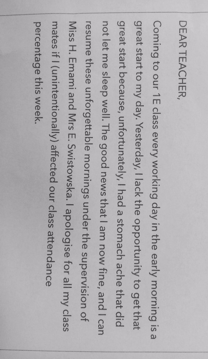 WebsterPrimary's tweet photo. Definitely the best absence note ever in 1E this morning. https://t.co/PzciaZ1gqm