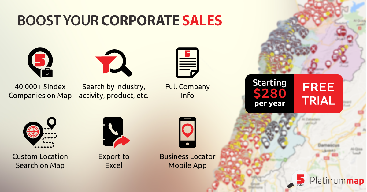 GISGUIDE's tweet photo. Explore 40,000 Lebanese corporate data on #map#maps #Lebanon #platinummap #gisguide #5index https://t.co/fiwKZJb1Dq https://t.co/uylROrSnvM