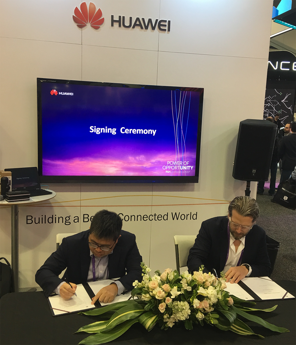 Avira's tweet photo. #Huawei &amp; @Avira sign #MoU to integrate #Avira technology into @Huawei Next Generation #Firewall at the #RSAC in #SanFrancisco https://t.co/MHIzFpaRsr