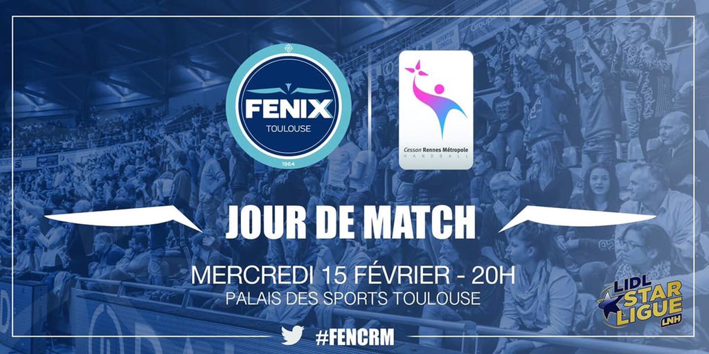 FENIX_HB's tweet photo. 📅JOUR DE MATCH 
🆚@cessonhandball 
🏆 #J15 de @LidlStarligue 
⏰ 20h 
🏟 Palais des Sports 

#WeAreToulouse #GoFENIX #FENCRM https://t.co/smSxZeC50E