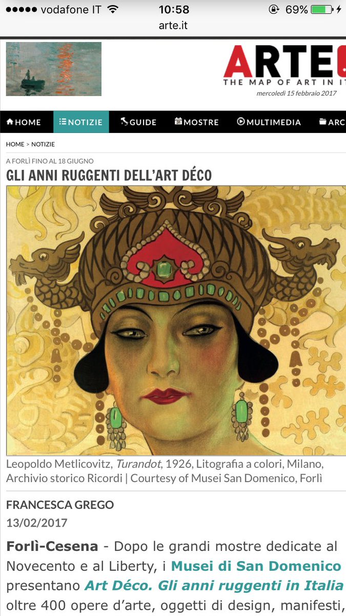 #scrivonodinoi #ArtDeco #Forli #mostra #AnniRuggenti #Italia         arte.it/notizie/forlì-…