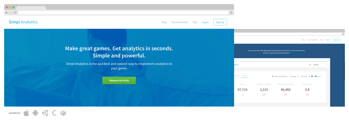 New landing page up! ✨ Join the best indie devs and small studios, request an invite simplanalytics.com #indiedev