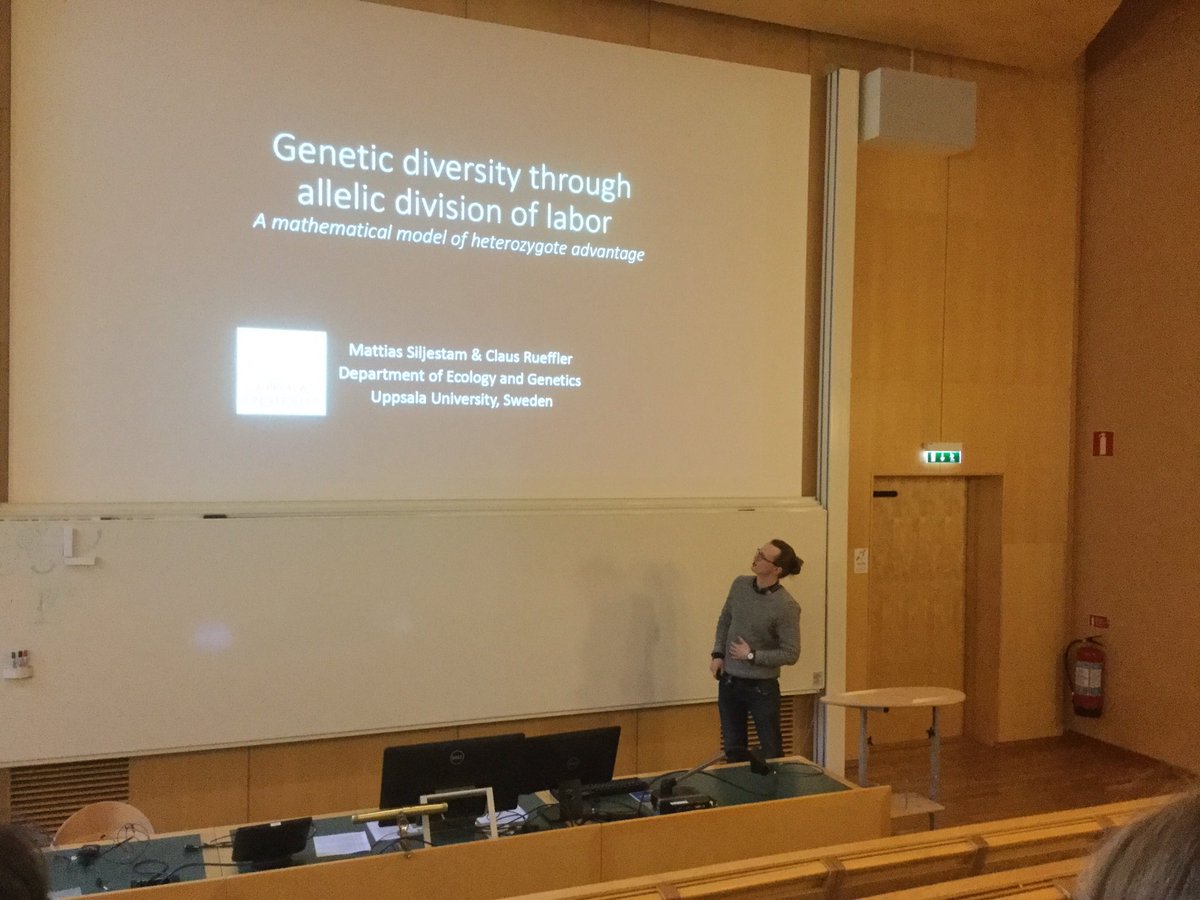 #zooeko17 <a href="/MSiljestam/">Mattias Siljestam</a> applying allelic division of labour theory to model heterozygosity advantage
