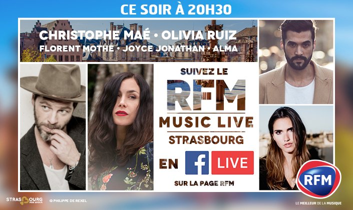 Retrouvez Olivia en direct de la scène strasbourgeoise du @RFMFrance Music Live sur la page Facebook de RFM ce soir à 20h30 ▽La team Olivia▽