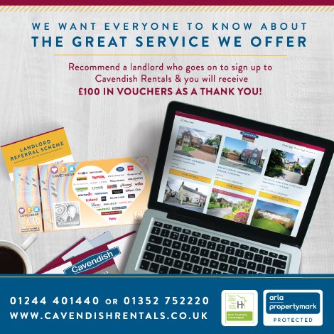 Recommend a landlord to us and we'll give you £100 in vouchers as a thank you!!  #chestertweets #nwalestweets