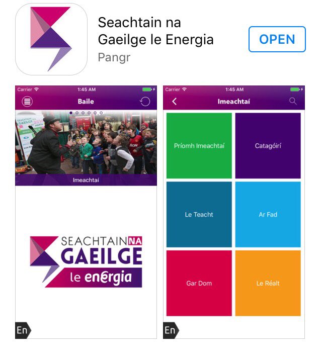 SnaGaeilge's tweet photo. Tá aip na féile ar fáil le híoslódáil saor in aisce ó Google Play &amp; an App Store anois! Aimsigh imeachtaí i do cheantair go héasca📱💡 https://t.co/JbZLm2q8VH