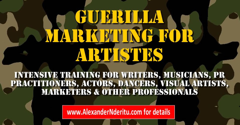 nderitubooks's tweet image. Guerrilla Marketing for Kenyan Artistes:alexandernderitu.com/artistes2017.h… #ArtistePromo #BecomeFamous #PublicityTips