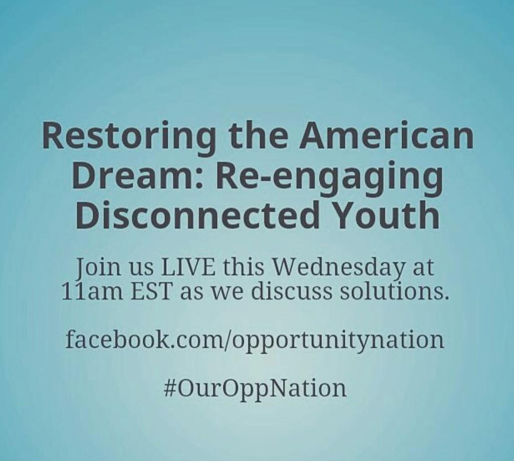 Today! 11am EST and 8am PST. facebook.com/opportunitynat… #OurOppNation