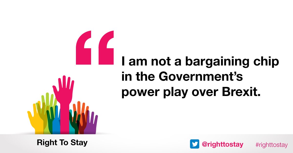 righttostay's tweet photo. Enough is enough. We are not bargaining chips in the Government's power play over Brexit. RT if you agree #righttostay https://t.co/ifdXH8rTzZ