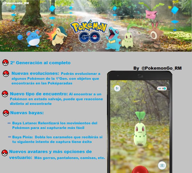 PokemonGo_RM's tweet photo. 📱¡Aquí todas las NOVEDADES que llegan esta semana a Pokémon Go!📱
Oficialmente acaban de ser anunciadas! 😄 #PokémonGo #SegundaGeneración https://t.co/LmJbkpt7Gr
