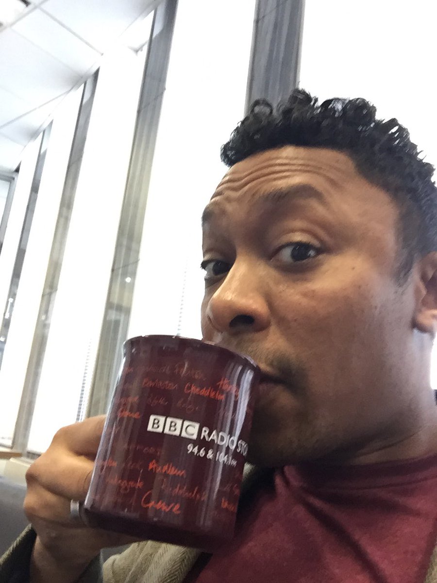 tomgoodridge's tweet photo. Morning cuppa @BBCRadioStoke! About to chat to @jameswattuk about all things Vox Vortura! Xx https://t.co/dDCSPgcoP9