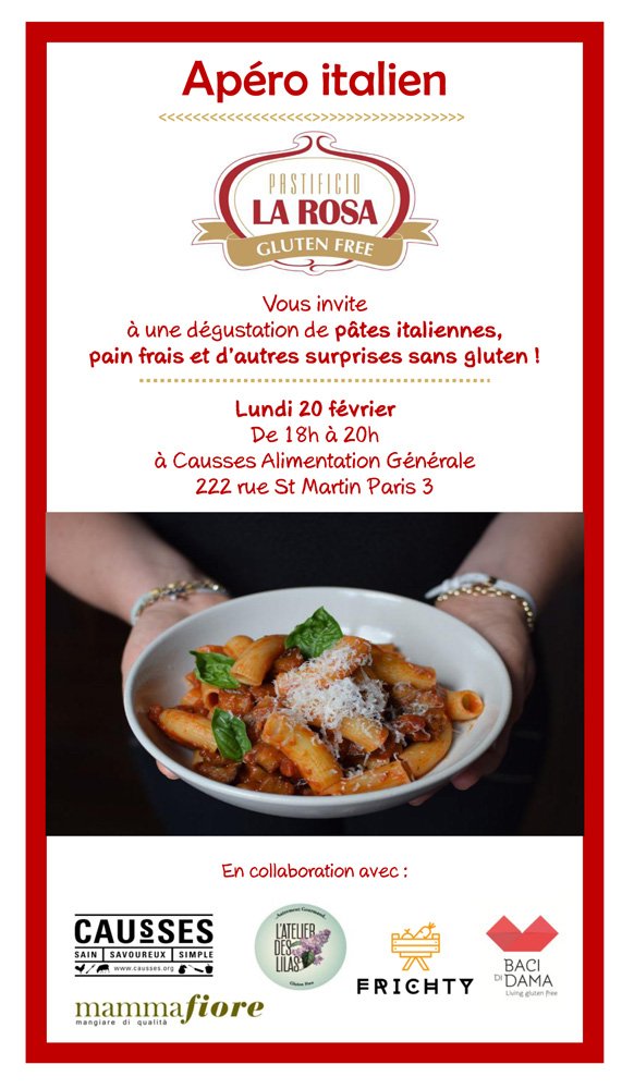 Alerte #Apéro italien #sansgluten !!! C'est lundi 20/02 chez Causses Alimentation Générale (75003) de 18 à 20h. On espère vous y voir.