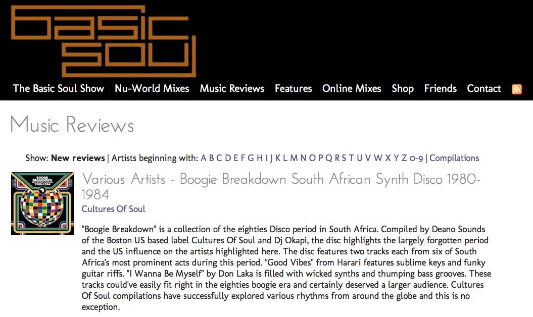 RapAndSoulPromo's tweet photo. The boys at @basicsoulradio keep the #BoogieBreakdown glitterball spinning; read the review here
#SouthAfricanSynthDisco
#RapAndSoulPromo https://t.co/7CFbvkPtKs