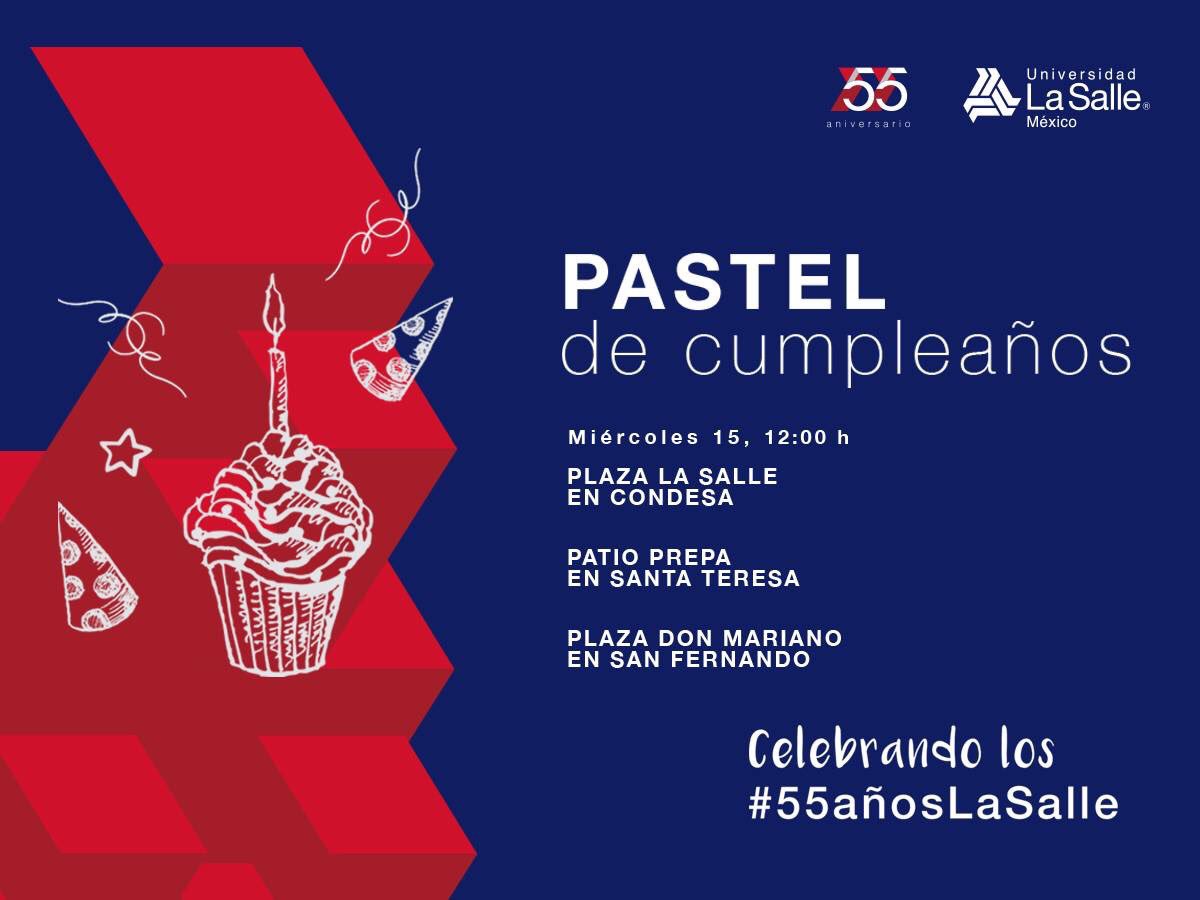 LaSalle_MX's tweet image. A las 12:00h es el pastel de  #55añosLaSalle, en nuestras tres unidades: San Fernando, Sta Teresa y Condesa. #EnVivo bit.ly/2kN0yea