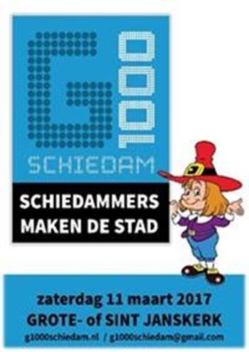 Op 11 maart 2017 wordt er een G1000 georganiseerd in Schiedam. Kijk op onze Facebookpagina voor meer info en meld je aan als vrijwilliger.