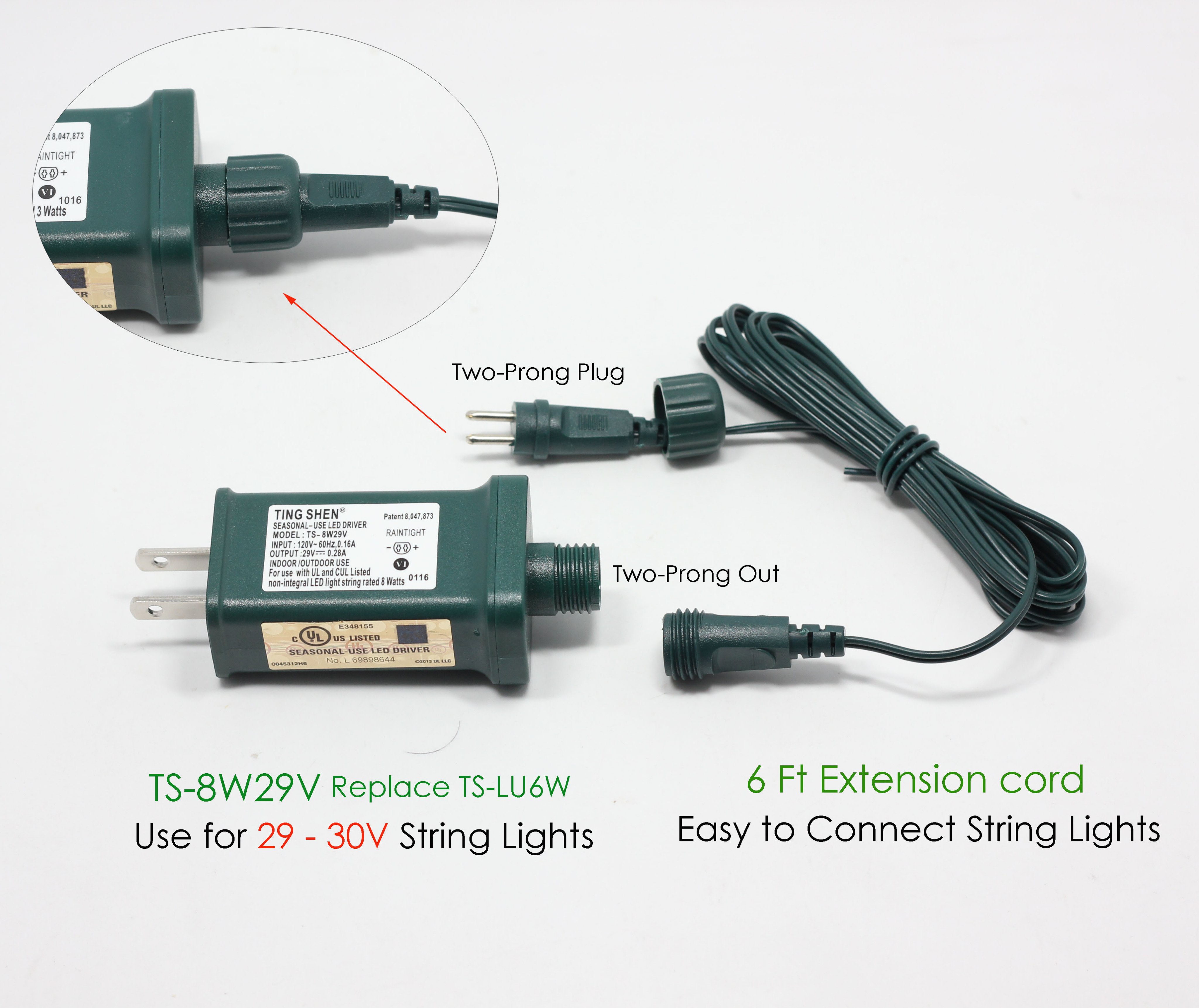TS8W29V TSLU6W Ting Shen LED adapter Christmas Lights Home