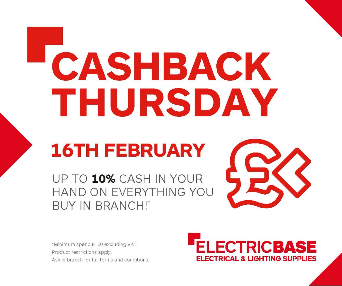 BuildbaseUK's tweet photo. It's #cashbackthursday tomorrow! Are you ready to get up to 10% back in your hand? https://t.co/6zBkOtTSKI