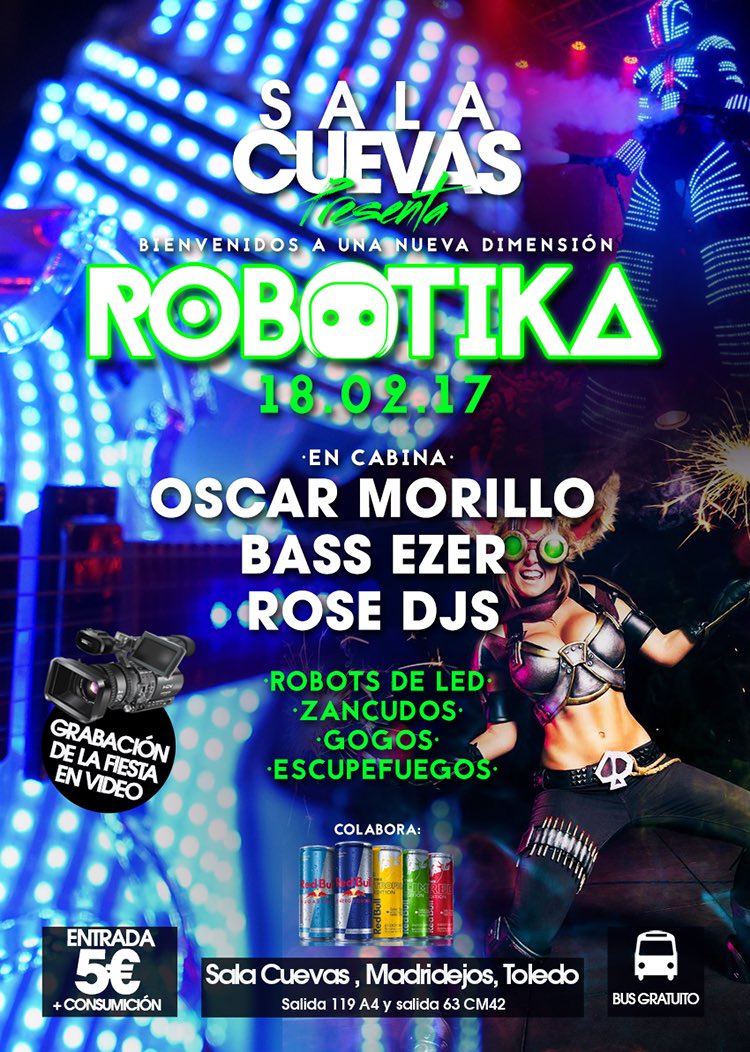 salacuevas's tweet photo. Este sábado estrenamos fiesta !!
ROBOTIKA , una nueva dimensión de robots , performances, gogos ...
Te lo vas a perder ?? https://t.co/hVrLyns9wD