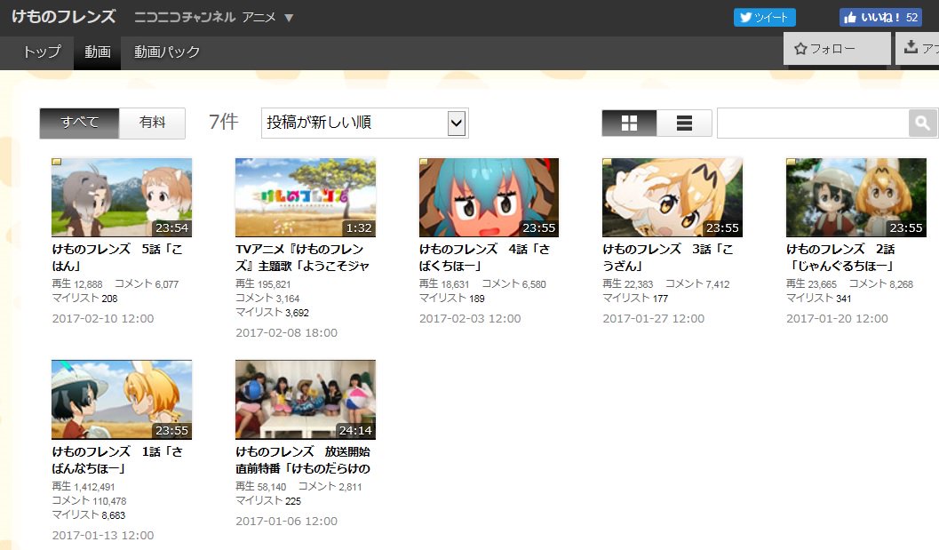 ひれんじゃく Pa Twitter けものフレンズ ニコニコ動画だと2話から有料で1話見るのに216ポイント必要 入園料0円 ってニコニコ大百科の項目もある ニコ生のタイムシフトやgyaoだと一週間無料で見られるのに ニコ動で見られる最新話の5話まで1万再生以上って