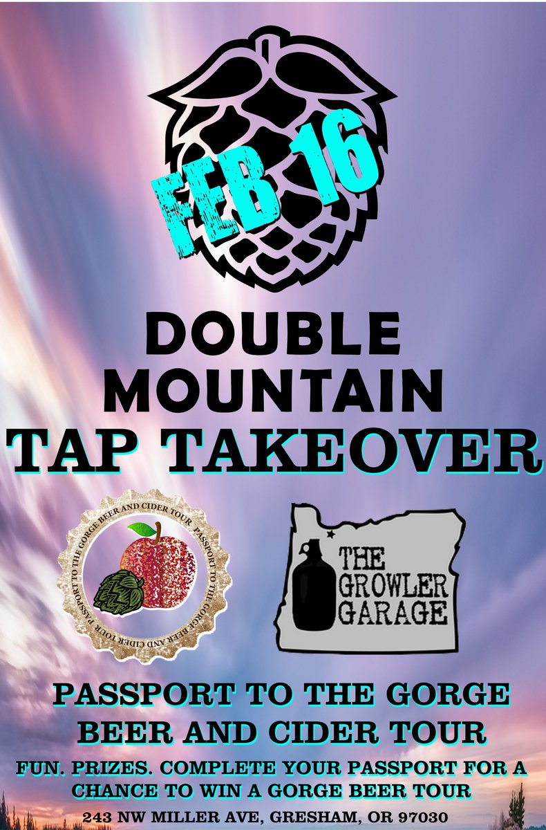 pbdistributing's tweet image. .Feb 16th, @DoubleMountain tap takeover at The Growler Garage, 243 NW Miller Ave, Gresham, OR 97030. Passport to the Gorge.