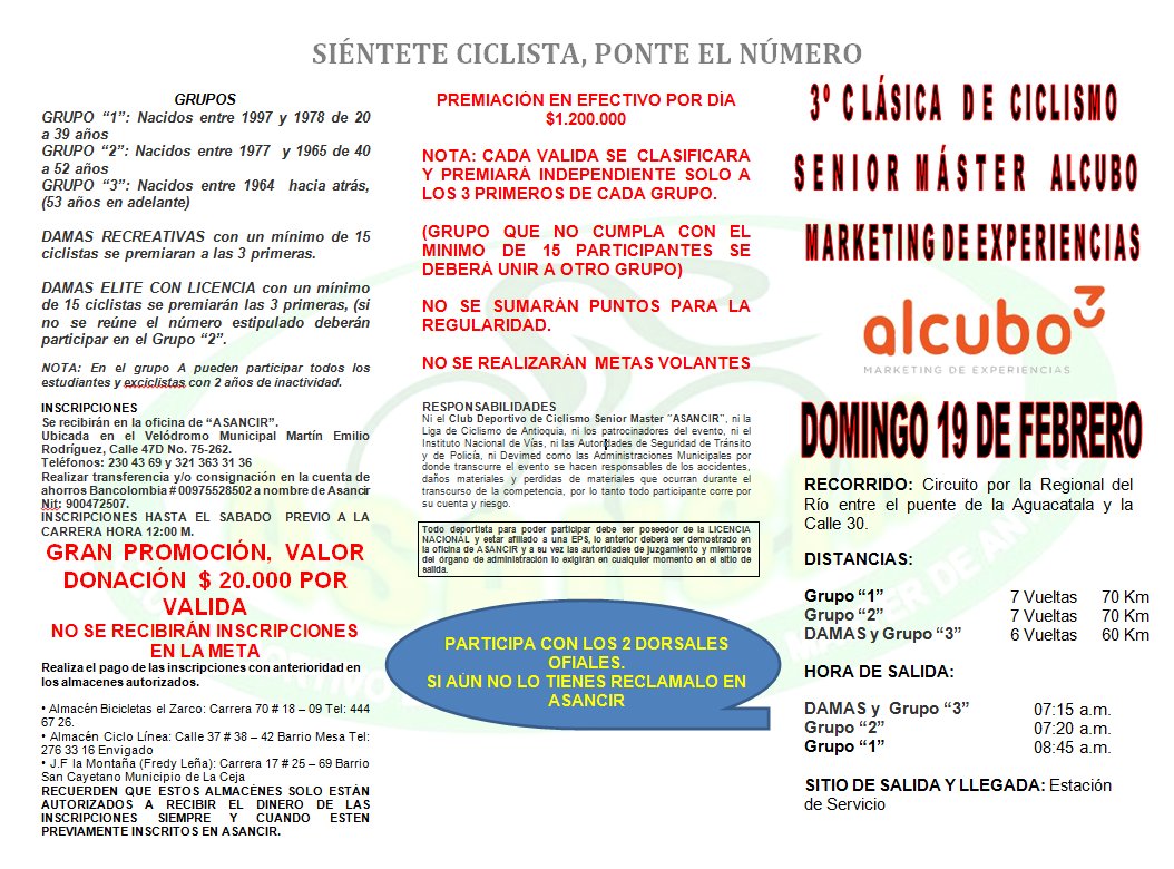 Te esperamos este domingo 19 de febrero para  darle inicio al Calendario Dptal - 1ª Valida de la 3ª Clásica #AlcuboMarketingdeExperiencias