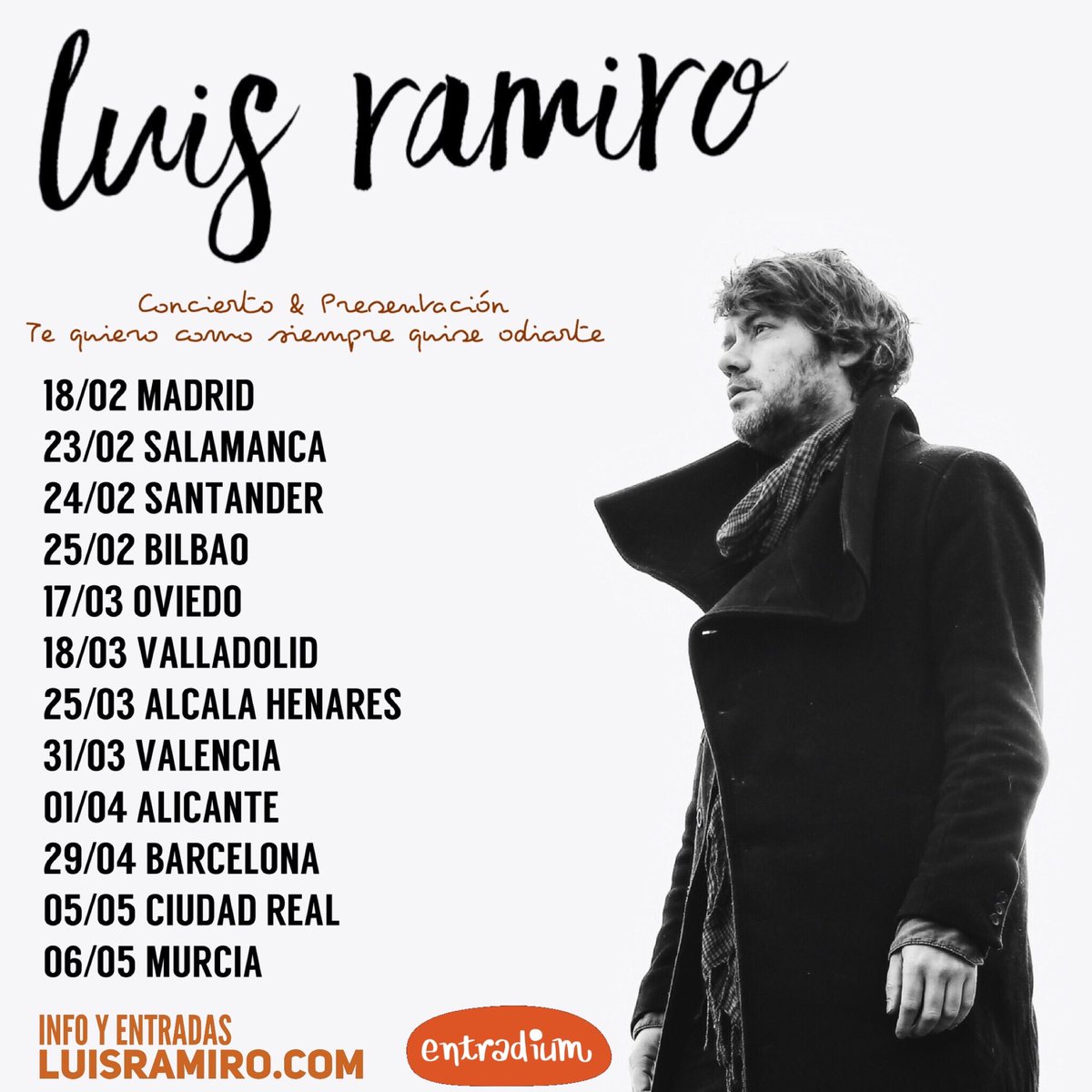 luisramiromusic's tweet photo. CONCURSO: Entrada doble para el concierto que elijas. 
Para participar:
1. Sigue mi cuenta. 
2. Haz RT a este tuit. https://t.co/9w1QtMPz75
