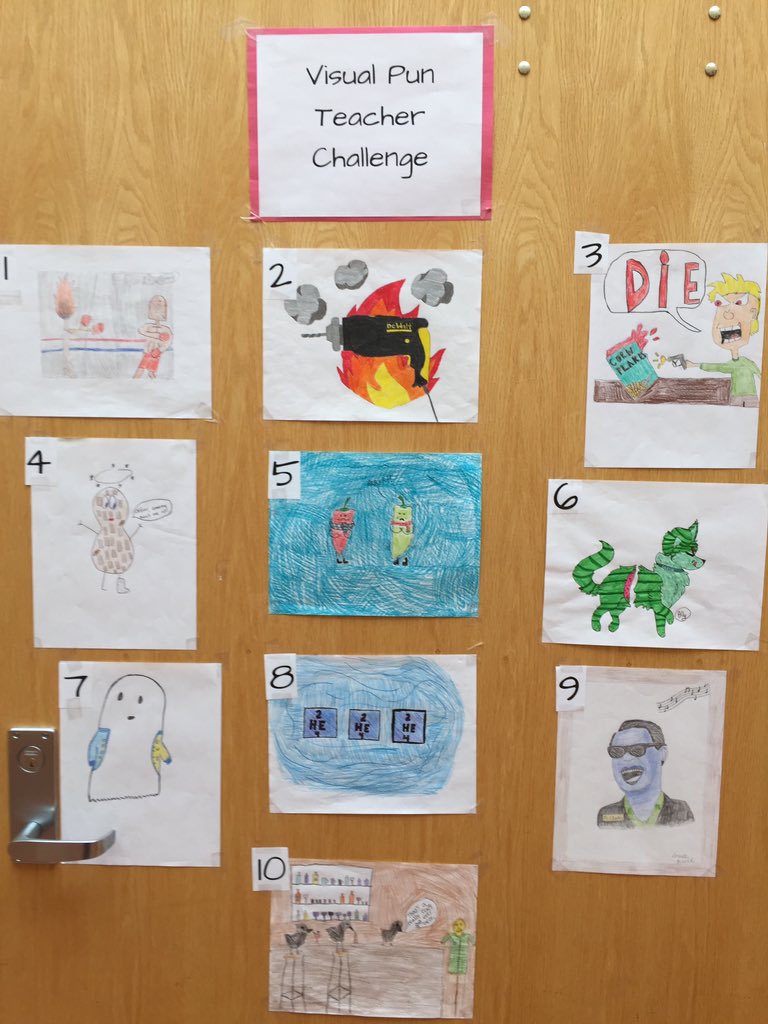 Grandview 8th Graders have extended a visual pun challenge to our faculty!