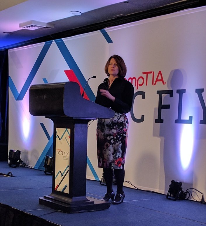 M_Ohlhausen's tweet photo. Speaking now to @CompTIA about #regulatoryhumility, data security and privacy, and #IoT. https://t.co/Nfa0o3zSow
