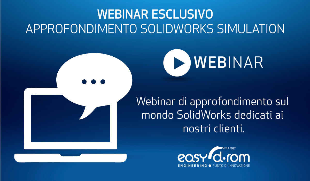 easydrom's tweet image. #Webinar di approfondimento #SOLIDWORKS Simulation per i clienti #EasydRomEngineering.
Ven 17 Feb - h. 15:00

#solidengineering #industry40