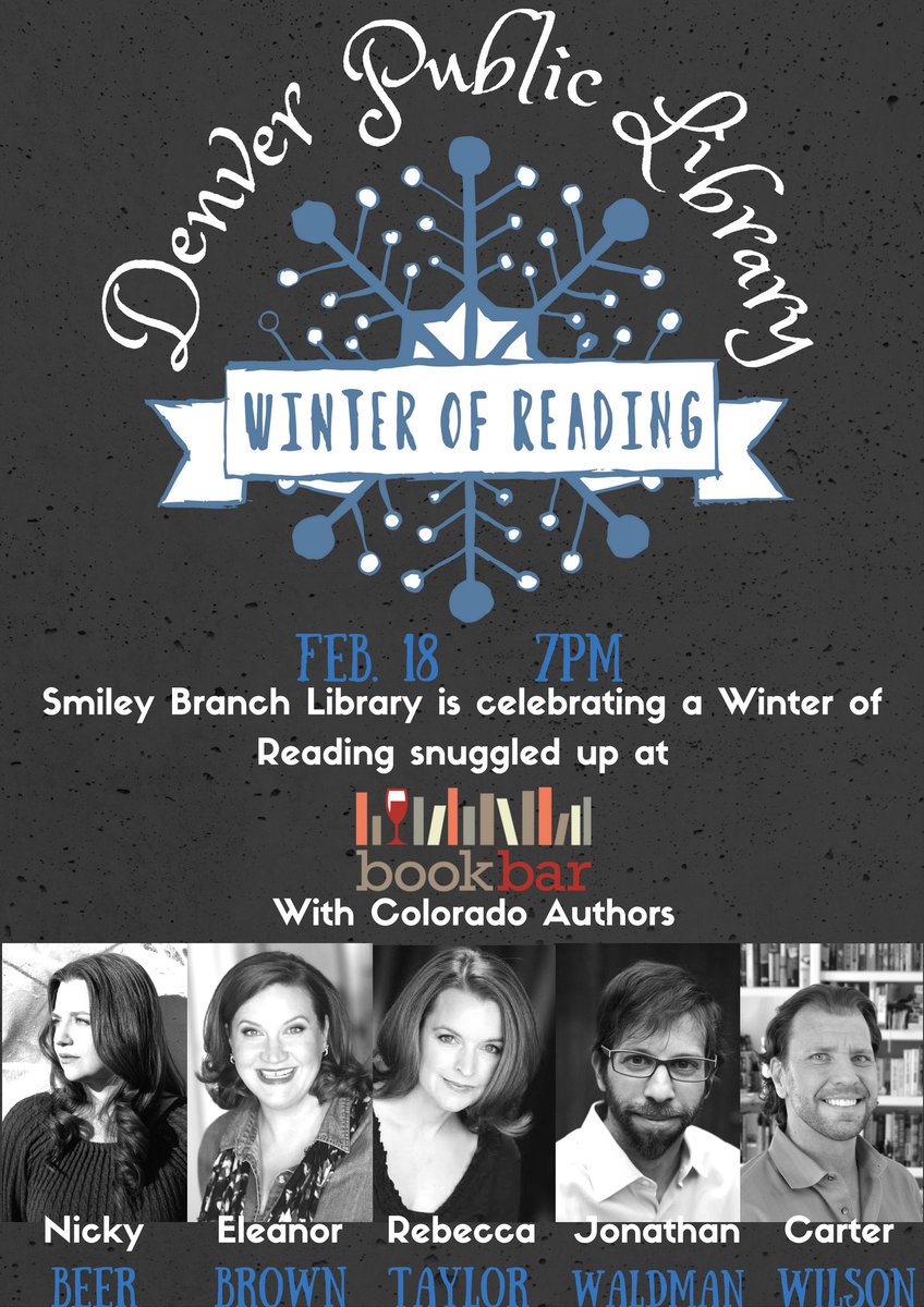 BookBarDenver's tweet photo. #winterofreading event coming up with @denverlibrary! @iamcarterwilson @nbeerpoet @eleanorwrites @JonnyWaldman @RebeccaTaylorEd https://t.co/2uOoVKt5UV