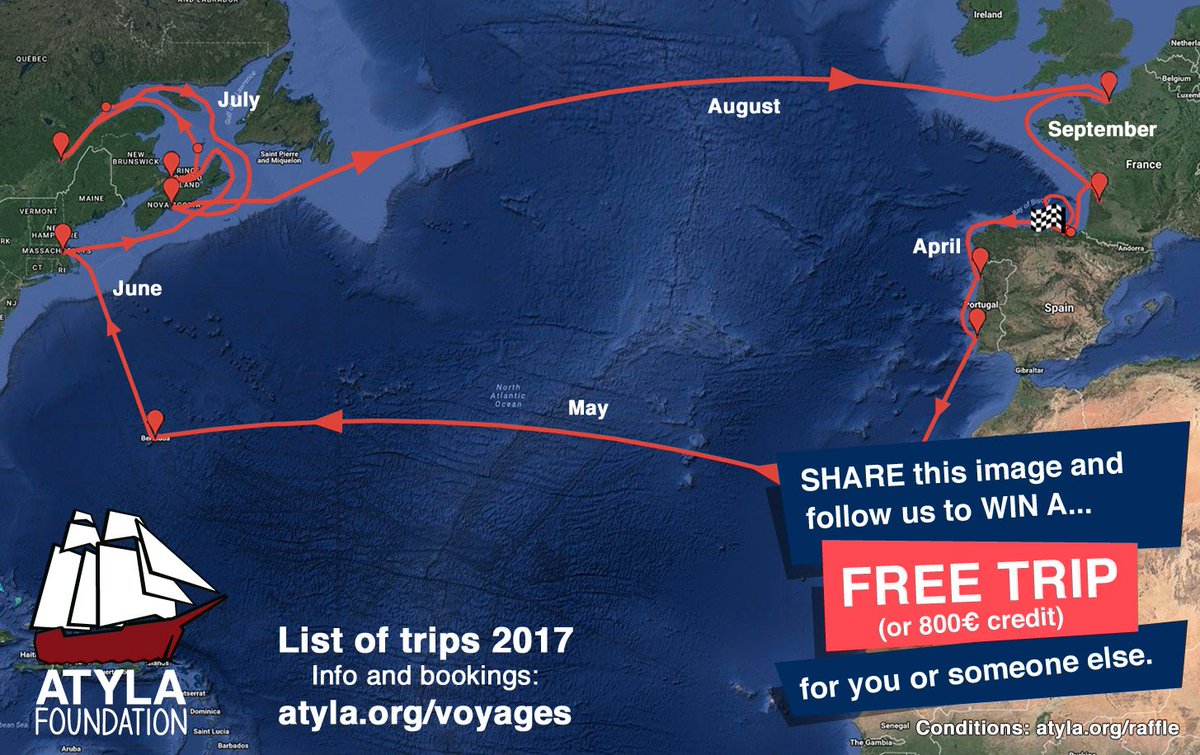 <a href="/ATYLA_ship/">Fundación barco Atyla</a> adventure voyages: atyla.org/voyages
Follow &amp; retweet to WIN A FREE TRIP (up to 800€)!
Conditions: atyla.org/raffle