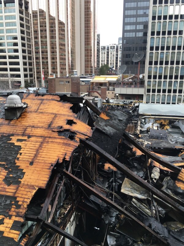 MaryamSun1's tweet photo. Photos from Toronto Fire's Jim Jessop - showing what's left of B&amp;R club after Yonge-StClair fire https://t.co/HA575oDX20